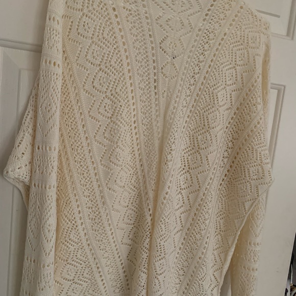 NEW Cyrus Open Stitch Creamy Alabaster Off White Cardigan Sweater SZ Large - Picture 8 of 9